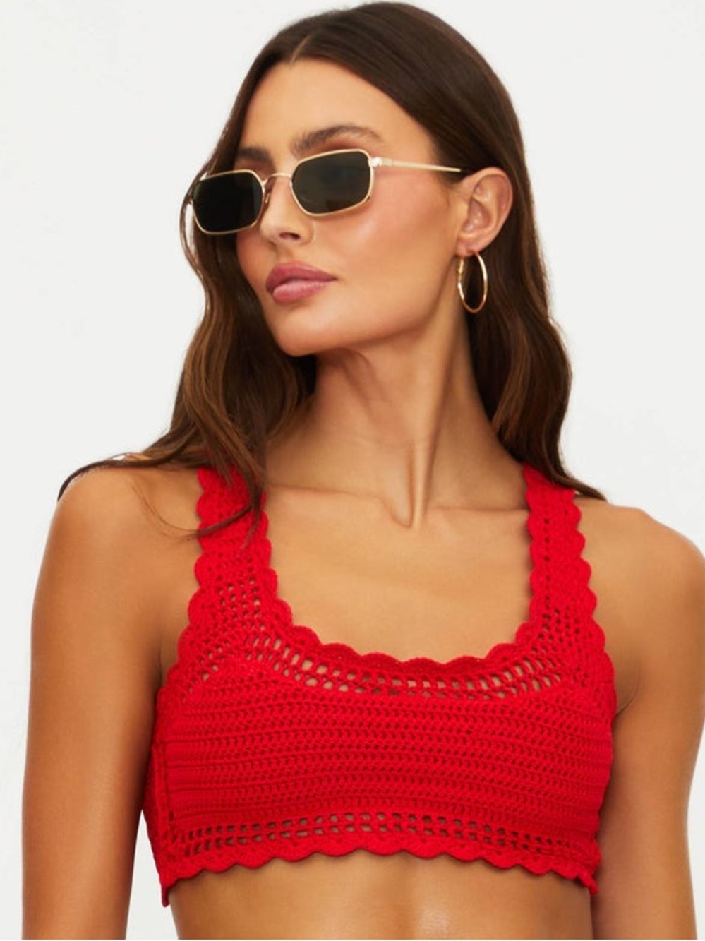 Beach Riot Red Crochet Openwork bikini top only